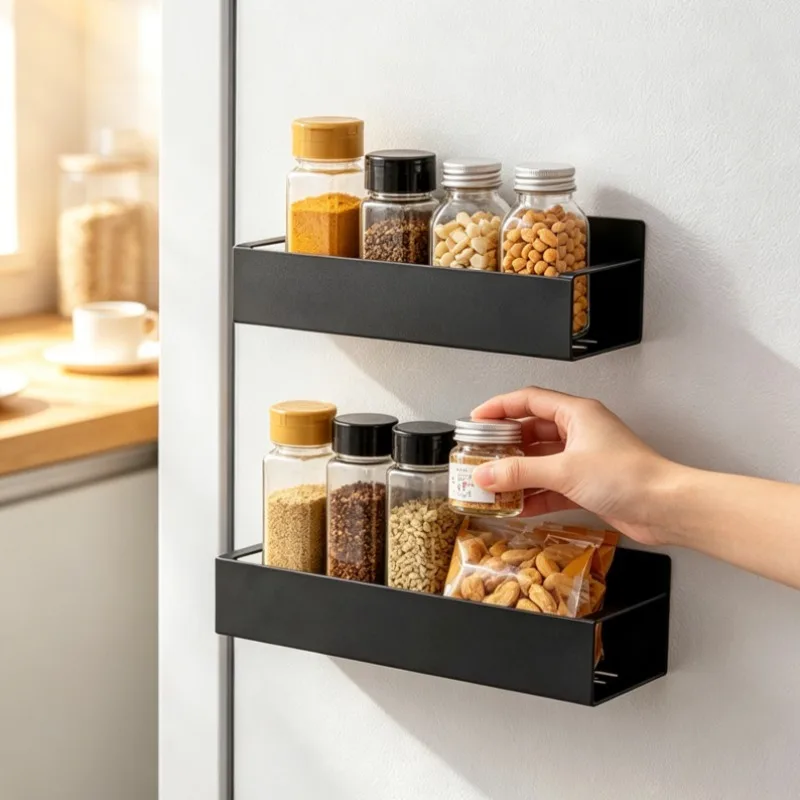 1-4 Pcs Metal Magnetic Spice Rack for Refrigerator Strong Magnet Organizer Shelves Black Spice Storage for Oven Washer and Dryer 1-4 Pcs Metal Magnetic Spice Rack for Refrigerator Strong Magnet Organizer Shelves Black Spice Storage for Oven Washer and Dryer