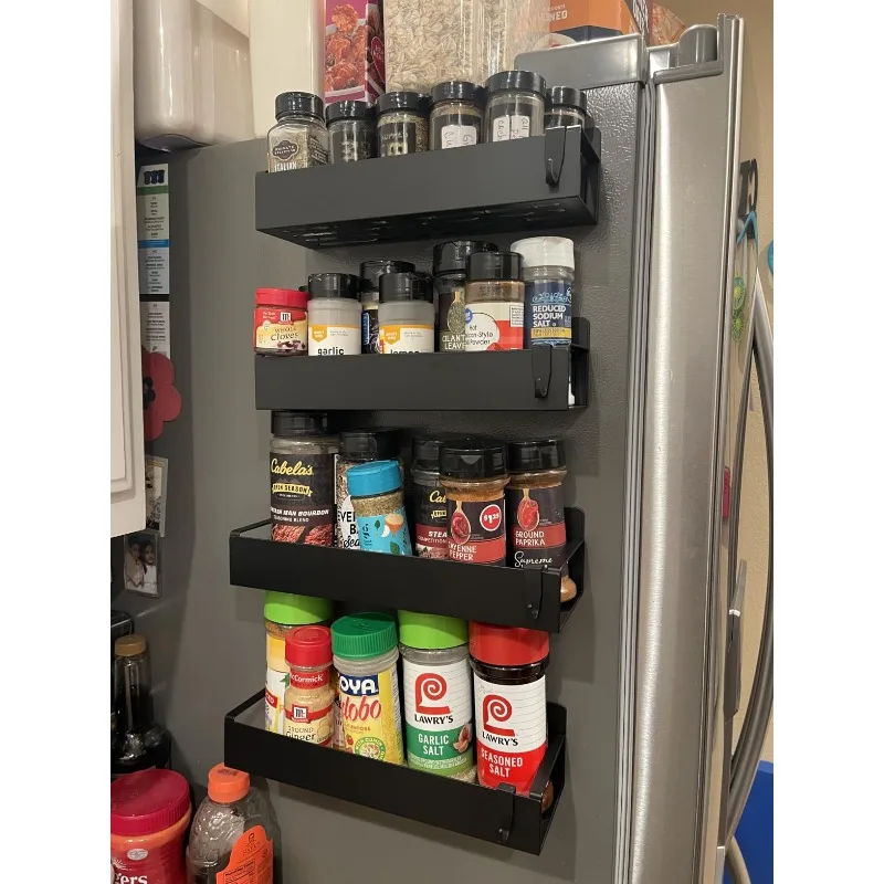 1-4 Pcs Metal Magnetic Spice Rack for Refrigerator Strong Magnet Organizer Shelves Black Spice Storage for Oven Washer and Dryer 1-4 Pcs Metal Magnetic Spice Rack for Refrigerator Strong Magnet Organizer Shelves Black Spice Storage for Oven Washer and Dryer