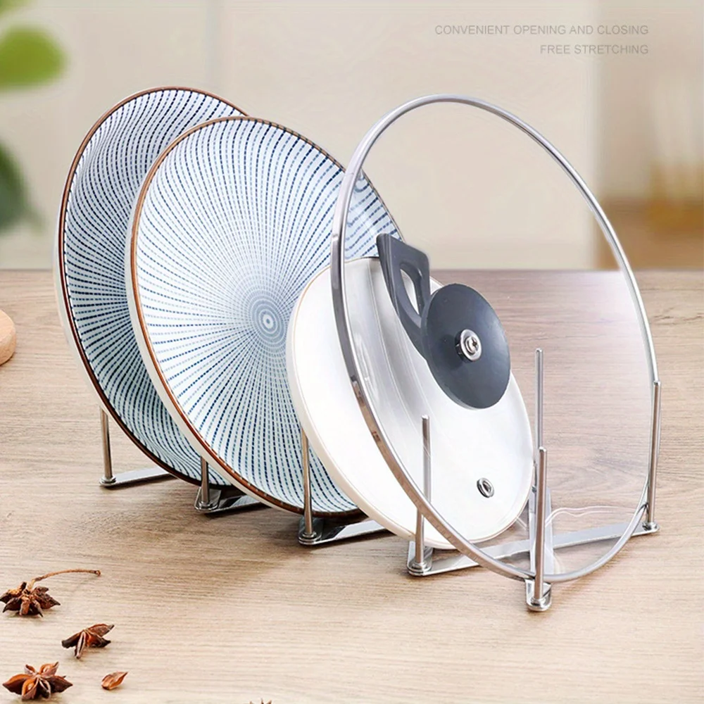 Pot Lid Rack Pan Lid Organizer Retractable Foldable Stainless Steel Plate Dish Holder Shelf Tableware Storage Kitchen Gadgets Pot Lid Rack Pan Lid Organizer Retractable Foldable Stainless Steel Plate Dish Holder Shelf Tableware Storage Kitchen Gadgets