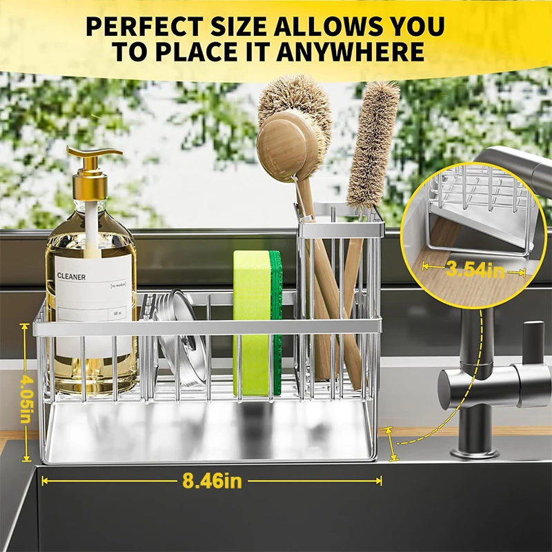 Sink Caddy Sponge Holder Sink Basket Brush Holder Dish Cloth Hanger Soap Rack Sink Stopper Holder Sponge For Kitchen