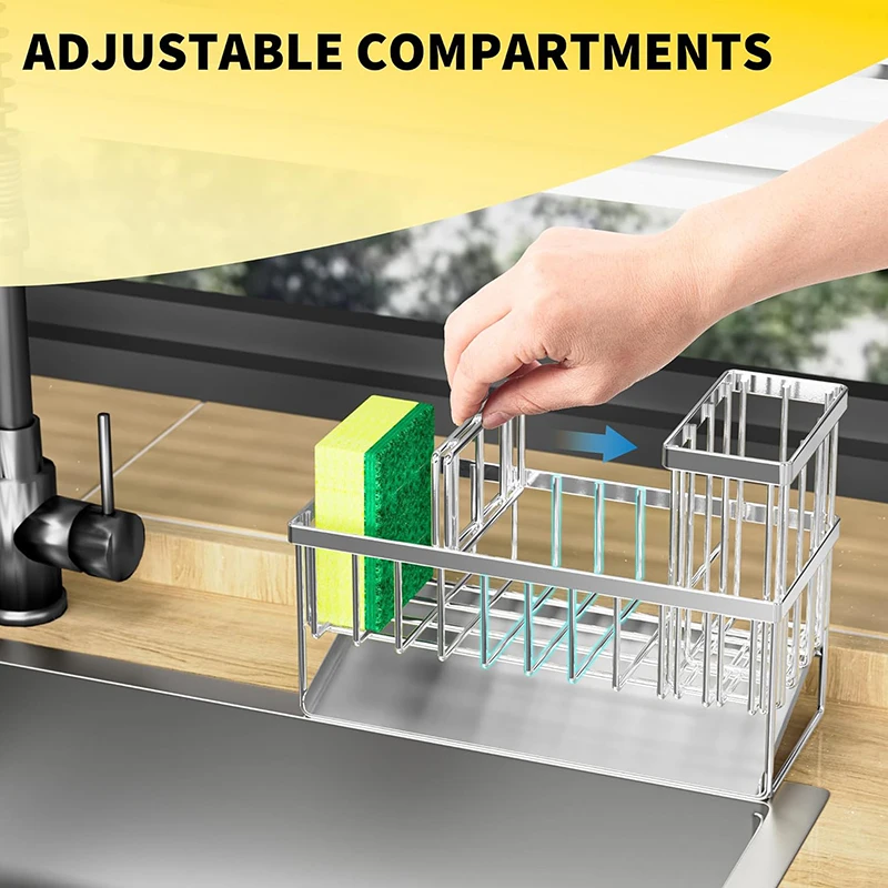 Sink Caddy Sponge Holder Sink Basket Brush Holder Dish Cloth Hanger Soap Rack Sink Stopper Holder Sponge For Kitchen