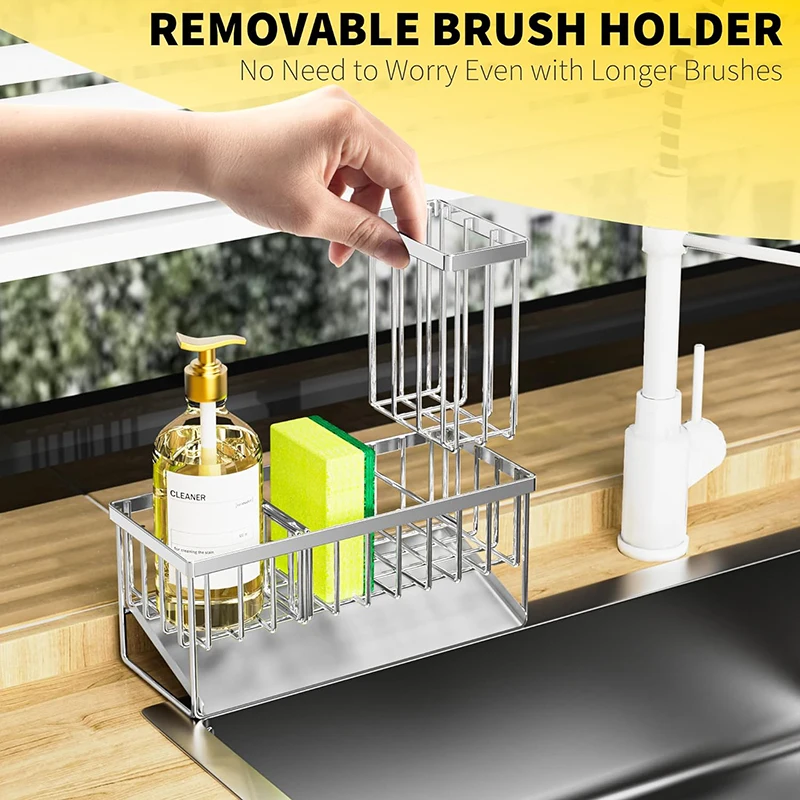 Sink Caddy Sponge Holder Sink Basket Brush Holder Dish Cloth Hanger Soap Rack Sink Stopper Holder Sponge For Kitchen