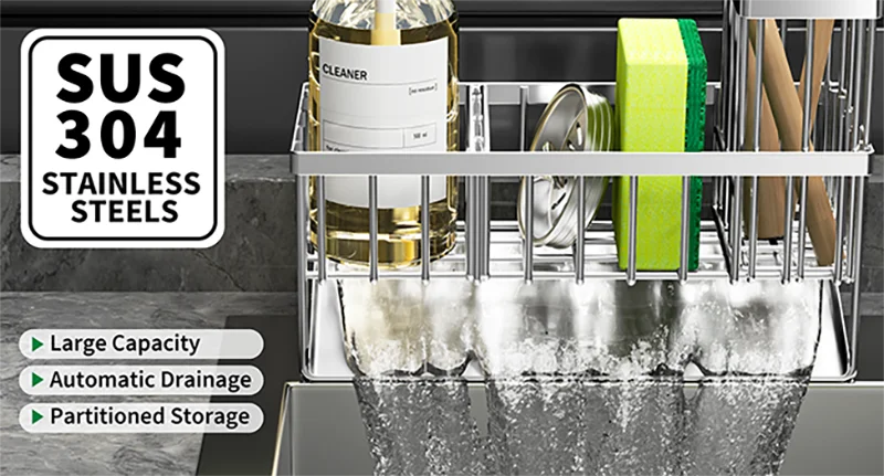 Sink Caddy Sponge Holder Sink Basket Brush Holder Dish Cloth Hanger Soap Rack Sink Stopper Holder Sponge For Kitchen