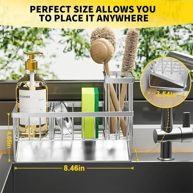 Sink Caddy Sponge Holder Sink Basket Brush Holder Dish Cloth Hanger Soap Rack Sink Stopper Holder Sponge For Kitchen Sink Caddy Sponge Holder Sink Basket Brush Holder Dish Cloth Hanger Soap Rack Sink Stopper Holder Sponge For Kitchen