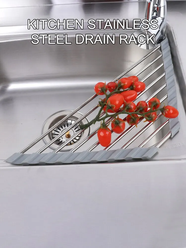 Kitchen Sink Water Filter Rack Foldable Triangular Sink Storage Rack Drain Rack Stainless Steel Storage For Bowls And Chopsticks