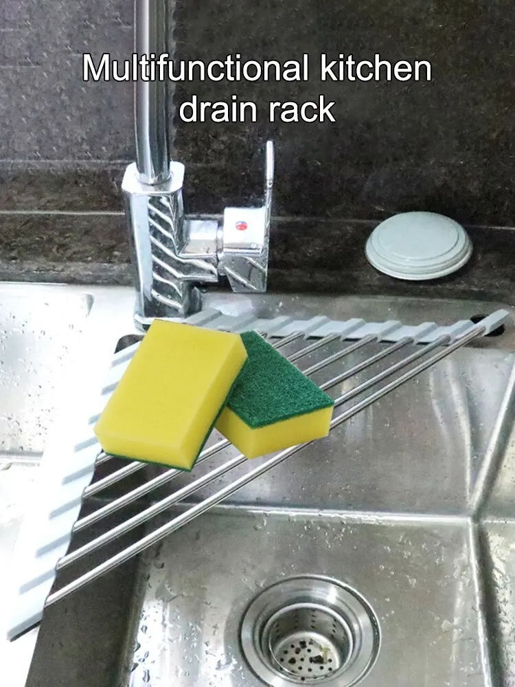 Kitchen Sink Water Filter Rack Foldable Triangular Sink Storage Rack Drain Rack Stainless Steel Storage For Bowls And Chopsticks