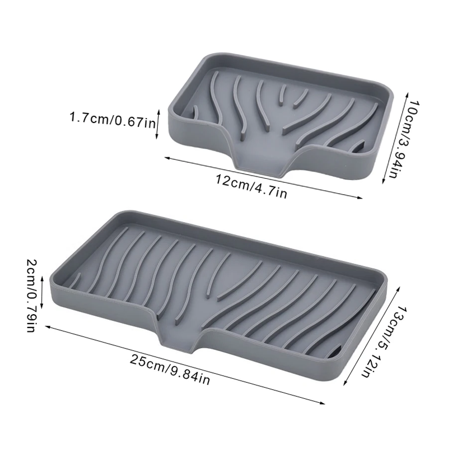 Self Draining Soap Bar Holder Silicone Kitchen Sink Soap Dish Sponge Tray Counter Caddy Organizer for Dish Soap Dispenser Self Draining Soap Bar Holder Silicone Kitchen Sink Soap Dish Sponge Tray Counter Caddy Organizer for Dish Soap Dispenser