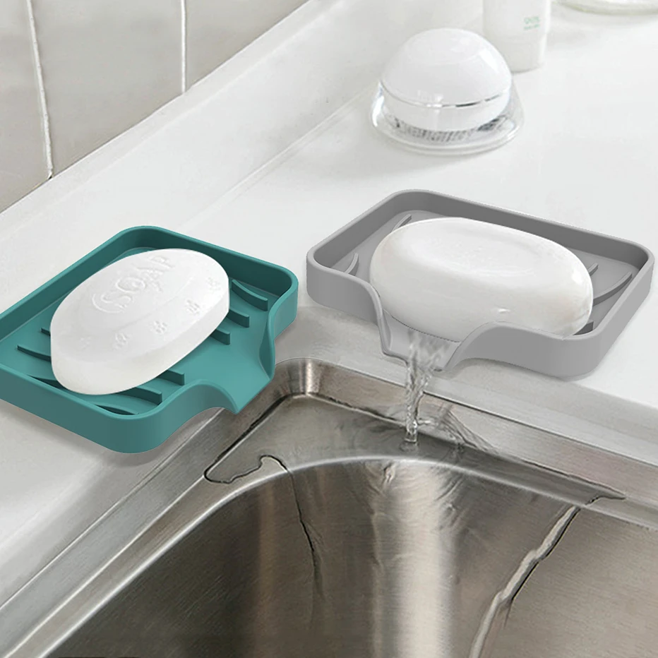 Self Draining Soap Bar Holder Silicone Kitchen Sink Soap Dish Sponge Tray Counter Caddy Organizer for Dish Soap Dispenser Self Draining Soap Bar Holder Silicone Kitchen Sink Soap Dish Sponge Tray Counter Caddy Organizer for Dish Soap Dispenser