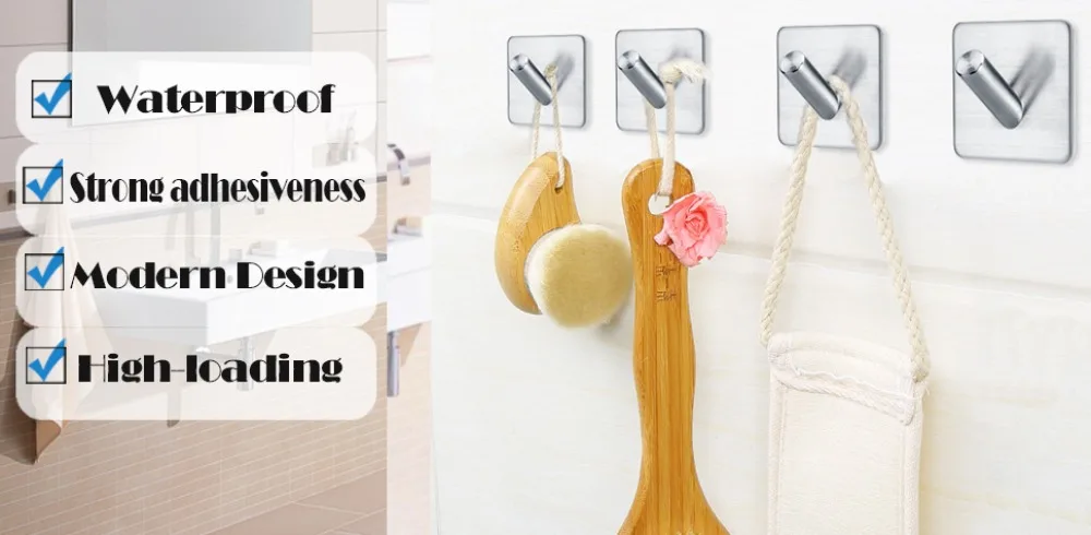 Adhesive Towel Hooks Heavy Duty Towel Hanger Waterproof Stainless Steel Stick On Shower Bathroom Kitchen Storage Holder Hooks Adhesive Towel Hooks Heavy Duty Towel Hanger Waterproof Stainless Steel Stick On Shower Bathroom Kitchen Storage Holder Hooks