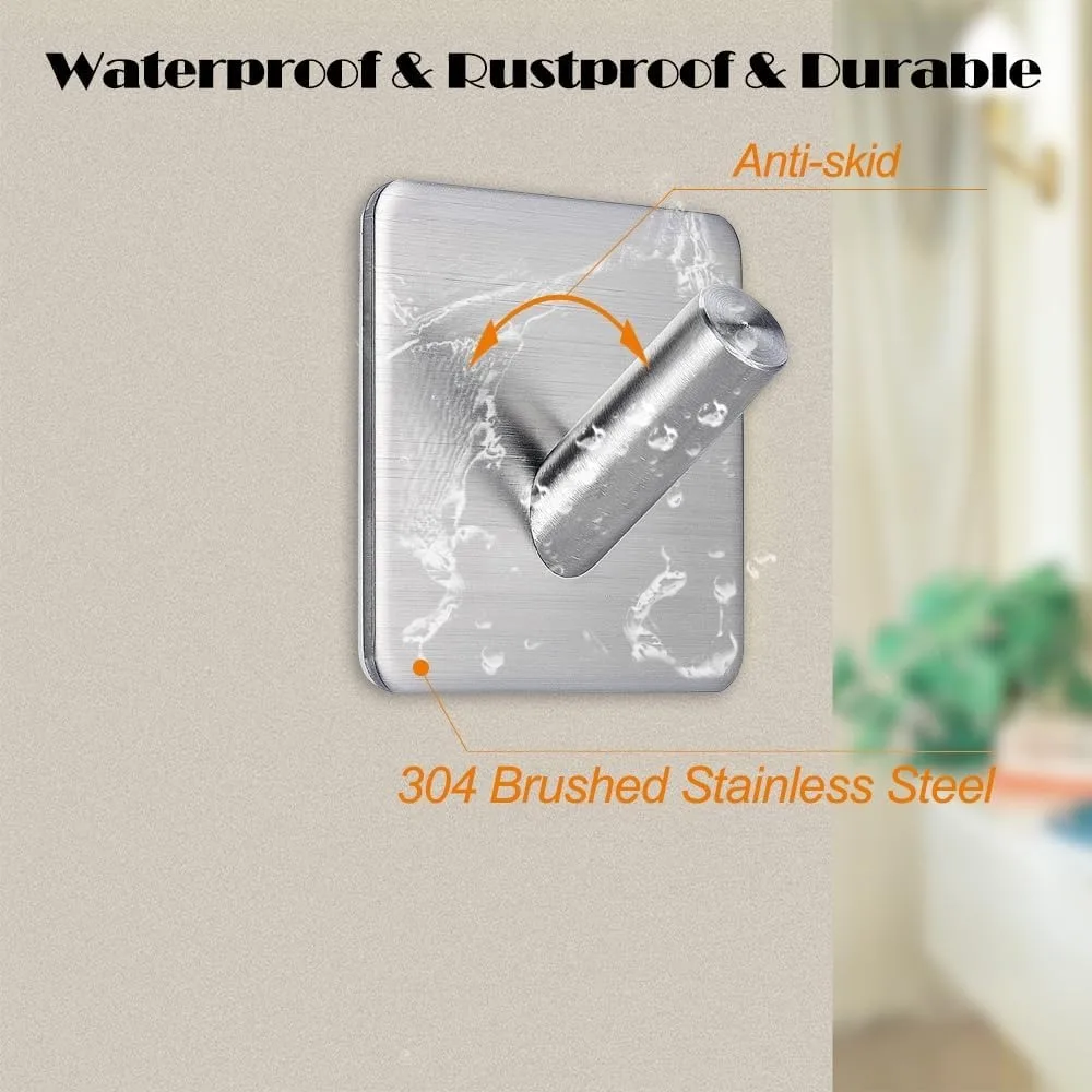 Adhesive Towel Hooks Heavy Duty Towel Hanger Waterproof Stainless Steel Stick On Shower Bathroom Kitchen Storage Holder Hooks Adhesive Towel Hooks Heavy Duty Towel Hanger Waterproof Stainless Steel Stick On Shower Bathroom Kitchen Storage Holder Hooks
