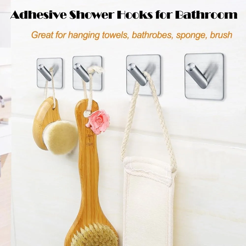 Adhesive Towel Hooks Heavy Duty Towel Hanger Waterproof Stainless Steel Stick On Shower Bathroom Kitchen Storage Holder Hooks Adhesive Towel Hooks Heavy Duty Towel Hanger Waterproof Stainless Steel Stick On Shower Bathroom Kitchen Storage Holder Hooks