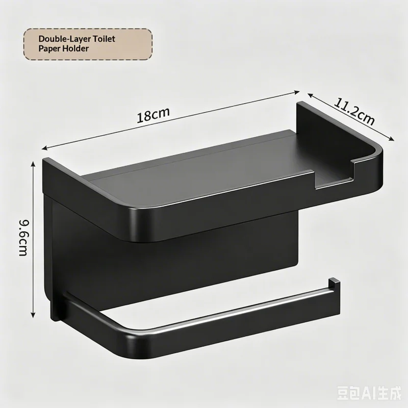 Wall Mounted Toilet Paper Holder with Phone Napkins Shelf Bathroom Tissue Roll Holder with Storage Tray Paper Phone Storage