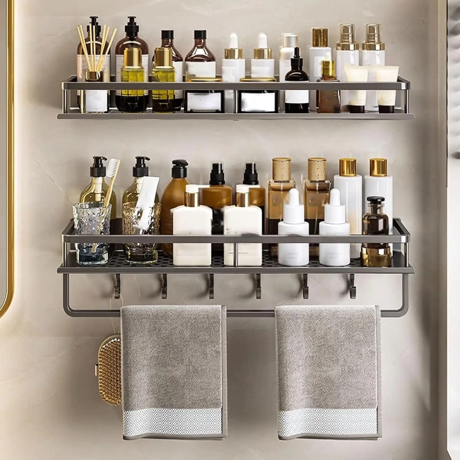 Shower Shelf No Drill Wall Mount with Removable Hook Self-Adhesive Quick Drain Shelf for Bathroom and Kitchen Bathroom Shelf Shower Shelf No Drill Wall Mount with Removable Hook Self-Adhesive Quick Drain Shelf for Bathroom and Kitchen Bathroom Shelf