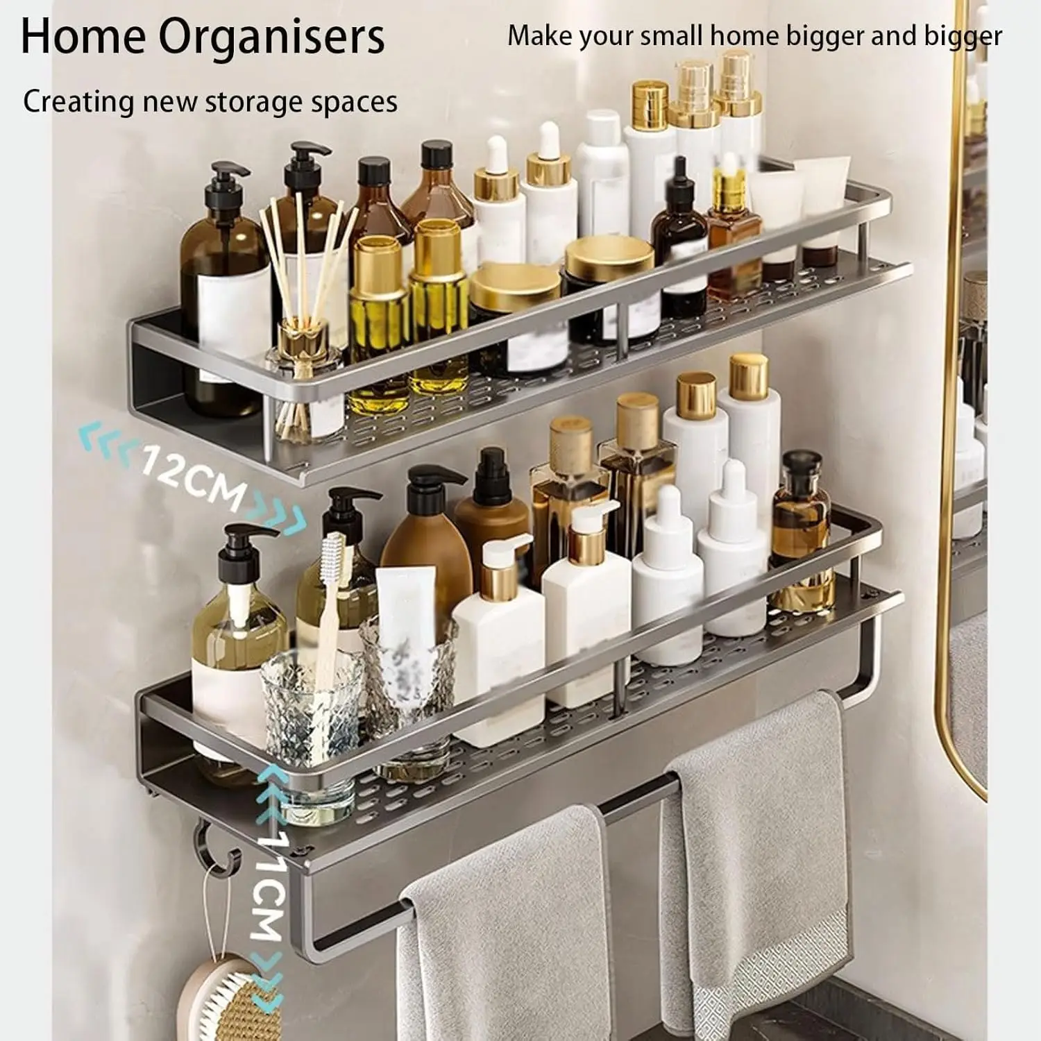 Shower Shelf No Drill Wall Mount with Removable Hook Self-Adhesive Quick Drain Shelf for Bathroom and Kitchen Bathroom Shelf Shower Shelf No Drill Wall Mount with Removable Hook Self-Adhesive Quick Drain Shelf for Bathroom and Kitchen Bathroom Shelf