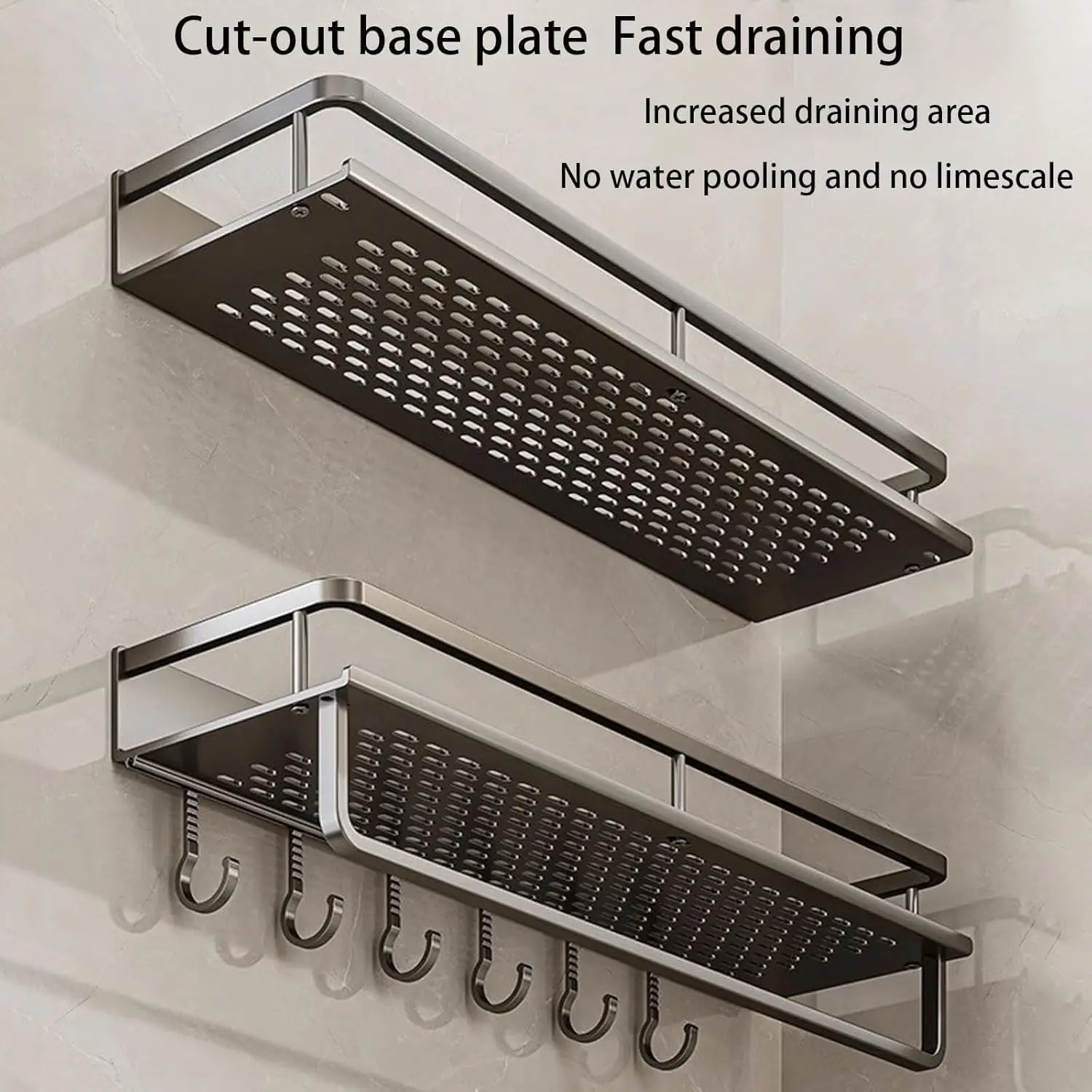 Shower Shelf No Drill Wall Mount with Removable Hook Self-Adhesive Quick Drain Shelf for Bathroom and Kitchen Bathroom Shelf Shower Shelf No Drill Wall Mount with Removable Hook Self-Adhesive Quick Drain Shelf for Bathroom and Kitchen Bathroom Shelf