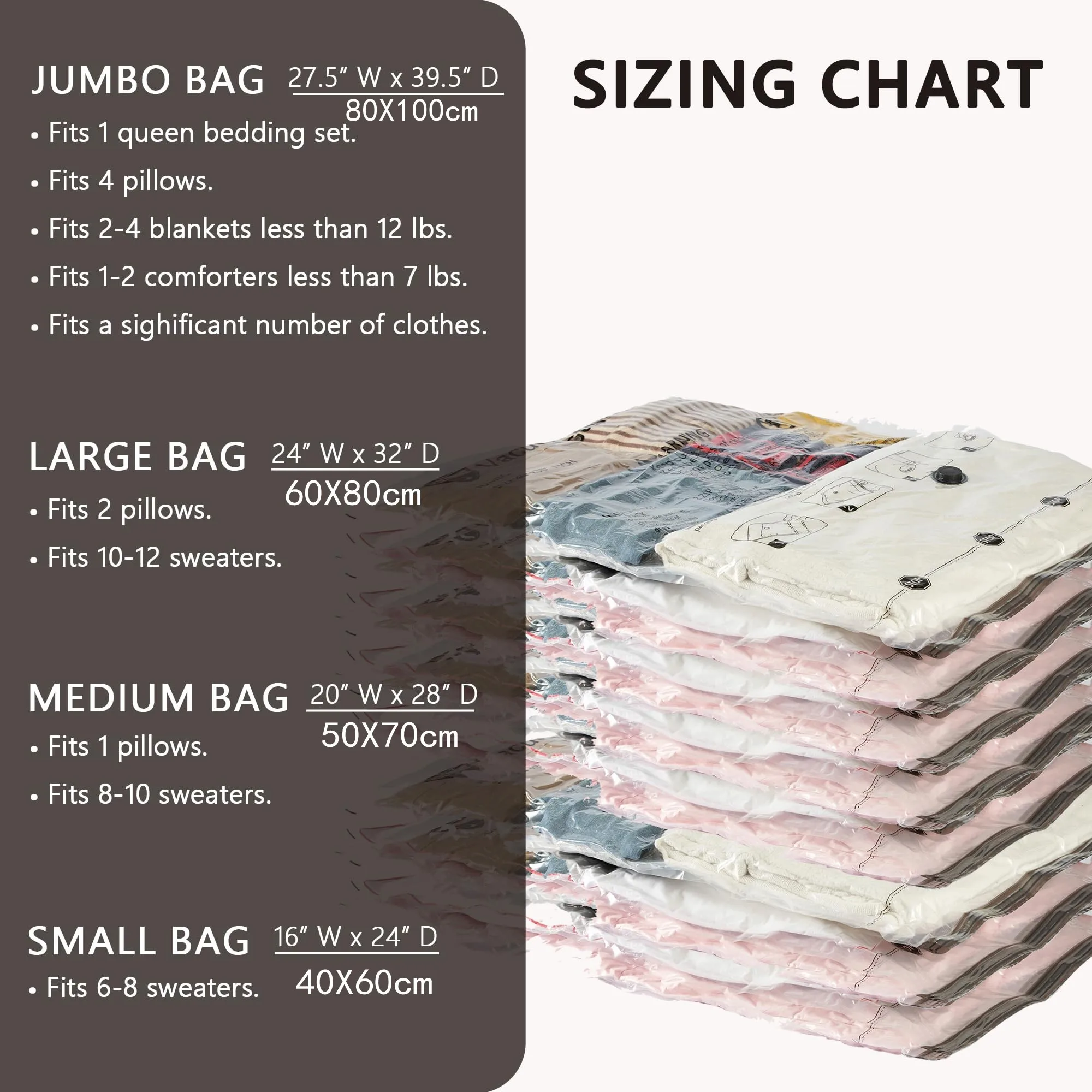Vacuum Storage Bags, Space Saver Bags for Comforters Blankets Organizer for Clothes Hand Pump Not Included Wardrobe Organisers Vacuum Storage Bags, Space Saver Bags for Comforters Blankets Organizer for Clothes Hand Pump Not Included Wardrobe Organisers