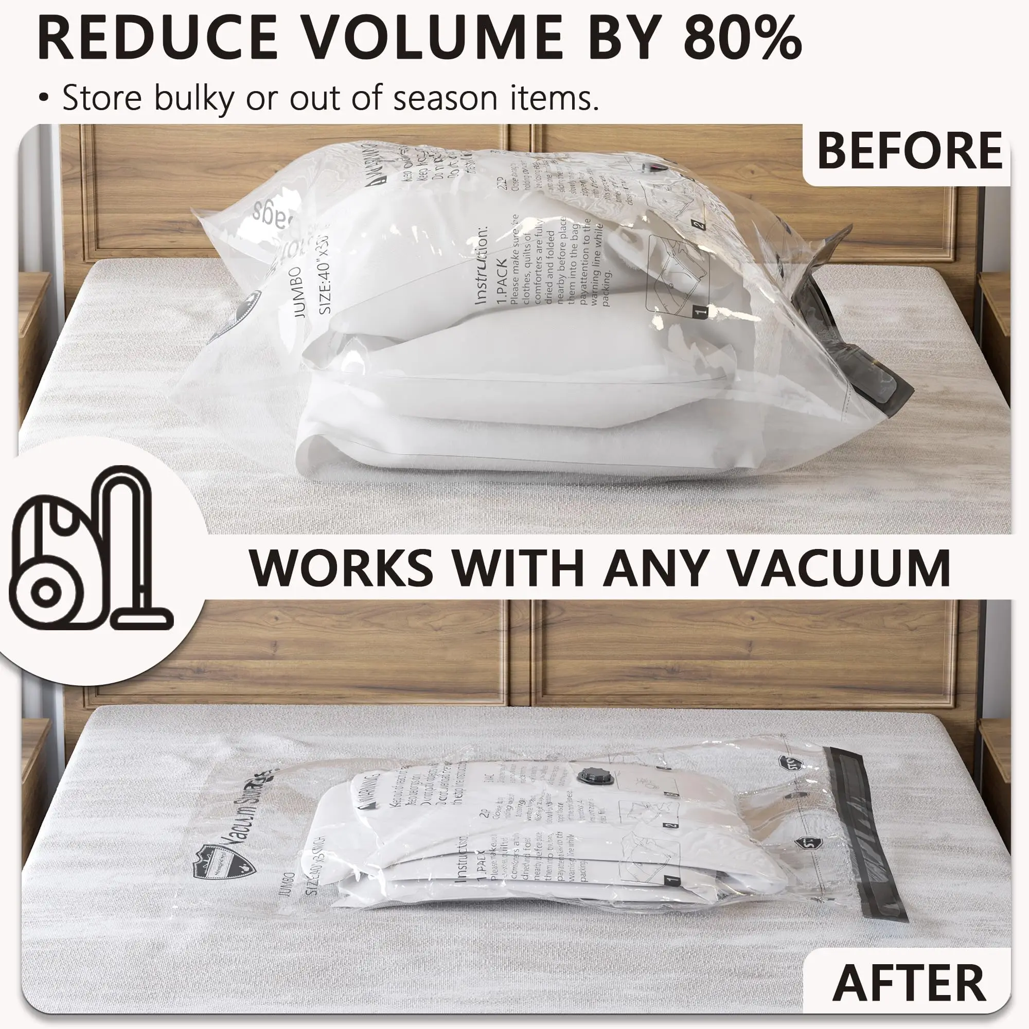 Vacuum Storage Bags, Space Saver Bags for Comforters Blankets Organizer for Clothes Hand Pump Not Included Wardrobe Organisers Vacuum Storage Bags, Space Saver Bags for Comforters Blankets Organizer for Clothes Hand Pump Not Included Wardrobe Organisers