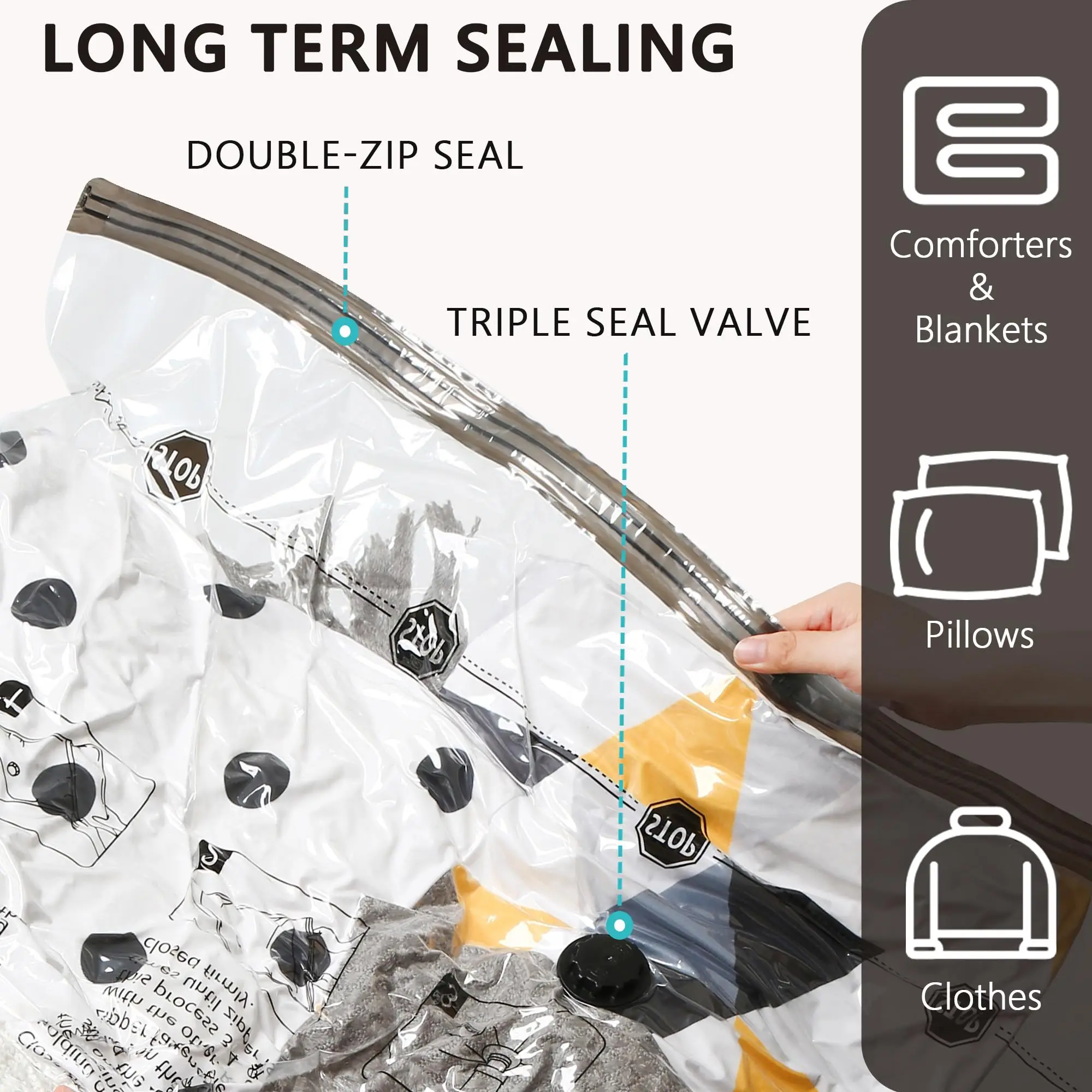 Vacuum Storage Bags, Space Saver Bags for Comforters Blankets Organizer for Clothes Hand Pump Not Included Wardrobe Organisers Vacuum Storage Bags, Space Saver Bags for Comforters Blankets Organizer for Clothes Hand Pump Not Included Wardrobe Organisers