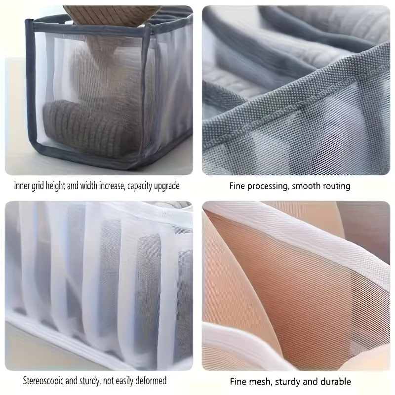 1/2/4PCS Foldable Wardrobe Divider Mesh Drawer Organizer Hard Frame Storage Box For Underwear Socks Bras Jeans Black 1/2/4PCS Foldable Wardrobe Divider Mesh Drawer Organizer Hard Frame Storage Box For Underwear Socks Bras Jeans Black