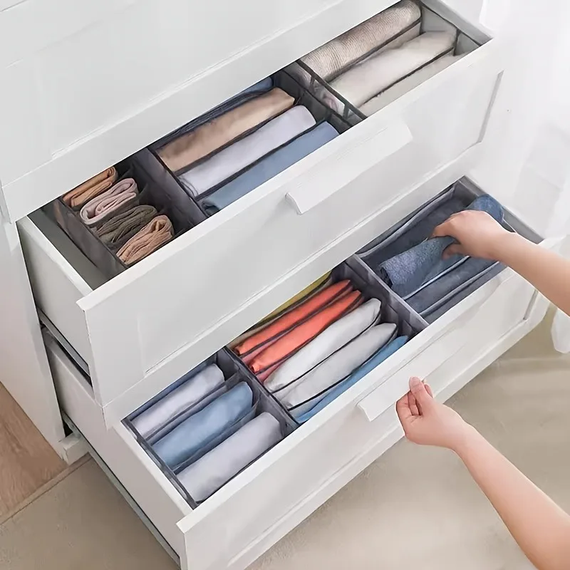 1/2/4PCS Foldable Wardrobe Divider Mesh Drawer Organizer Hard Frame Storage Box For Underwear Socks Bras Jeans Black 1/2/4PCS Foldable Wardrobe Divider Mesh Drawer Organizer Hard Frame Storage Box For Underwear Socks Bras Jeans Black