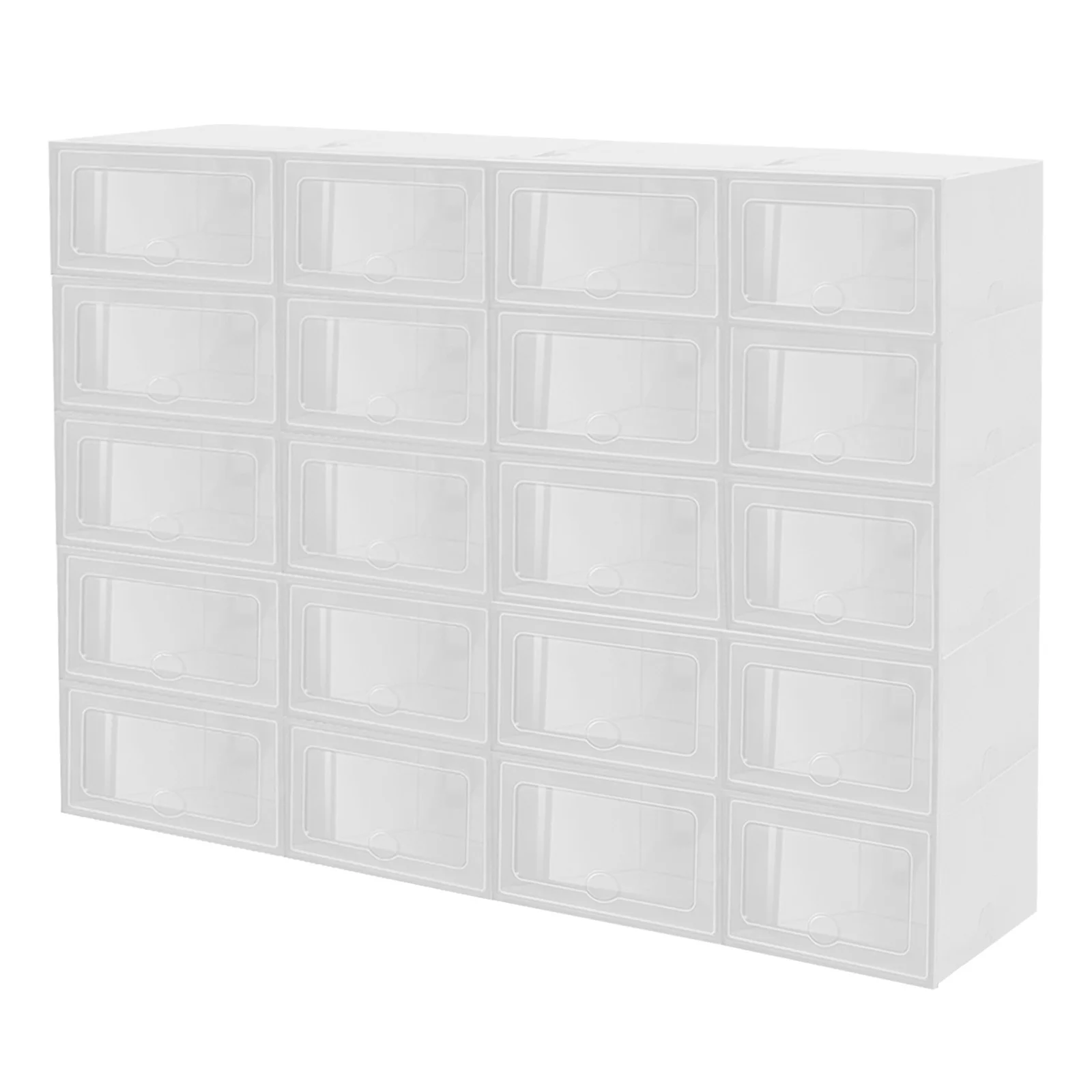 20Pcs Stackable Shoe Storage Box, Foldable Plastic Shoe Organizer with Transparent Door, Dustproof Container for Closet 20Pcs Stackable Shoe Storage Box, Foldable Plastic Shoe Organizer with Transparent Door, Dustproof Container for Closet
