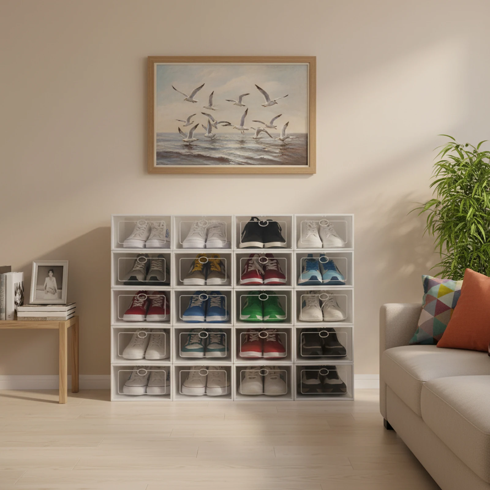 20Pcs Stackable Shoe Storage Box, Foldable Plastic Shoe Organizer with Transparent Door, Dustproof Container for Closet 20Pcs Stackable Shoe Storage Box, Foldable Plastic Shoe Organizer with Transparent Door, Dustproof Container for Closet