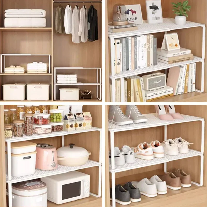 Expandable Closet Shelf Organizer Telescopic Wardrobe Storage Rack No Drill Adjustable Divider for Clothes Shoes Cabinets Home Expandable Closet Shelf Organizer Telescopic Wardrobe Storage Rack No Drill Adjustable Divider for Clothes Shoes Cabinets Home