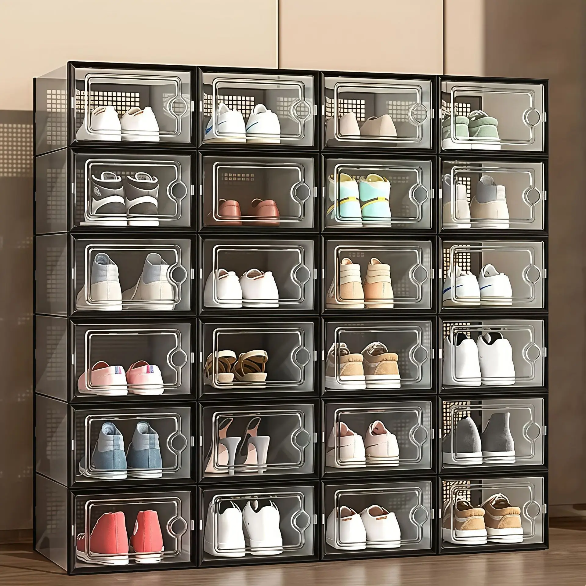 Stackable Shoe Storage Boxes, Clear Plastic Shoe Organizer Containers with Front Opening Door, Dust‑Proof Foldable Sneaker Storage Bins, Space‑Saving Shoe Display Case for Closet, Bedroom, Hallway Stackable Shoe Storage Boxes, Clear Plastic Shoe Organizer Containers with Front Opening Door, Dust‑Proof Foldable Sneaker Storage Bins, Space‑Saving Shoe Display Case for Closet, Bedroom, Hallway