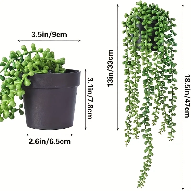 Artificial Hanging Plants, Eucalyptus Leaf Vine Fake Potted Plant Set, for Indoor and Outdoor Wall and Home Decoration