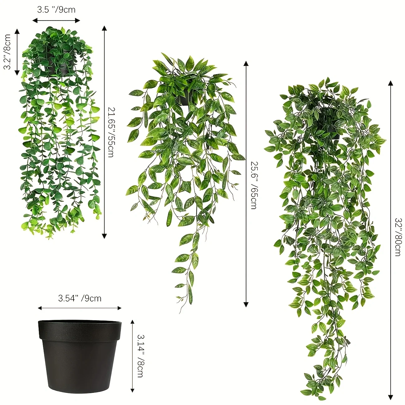 Artificial Hanging Plants, Eucalyptus Leaf Vine Fake Potted Plant Set, for Indoor and Outdoor Wall and Home Decoration