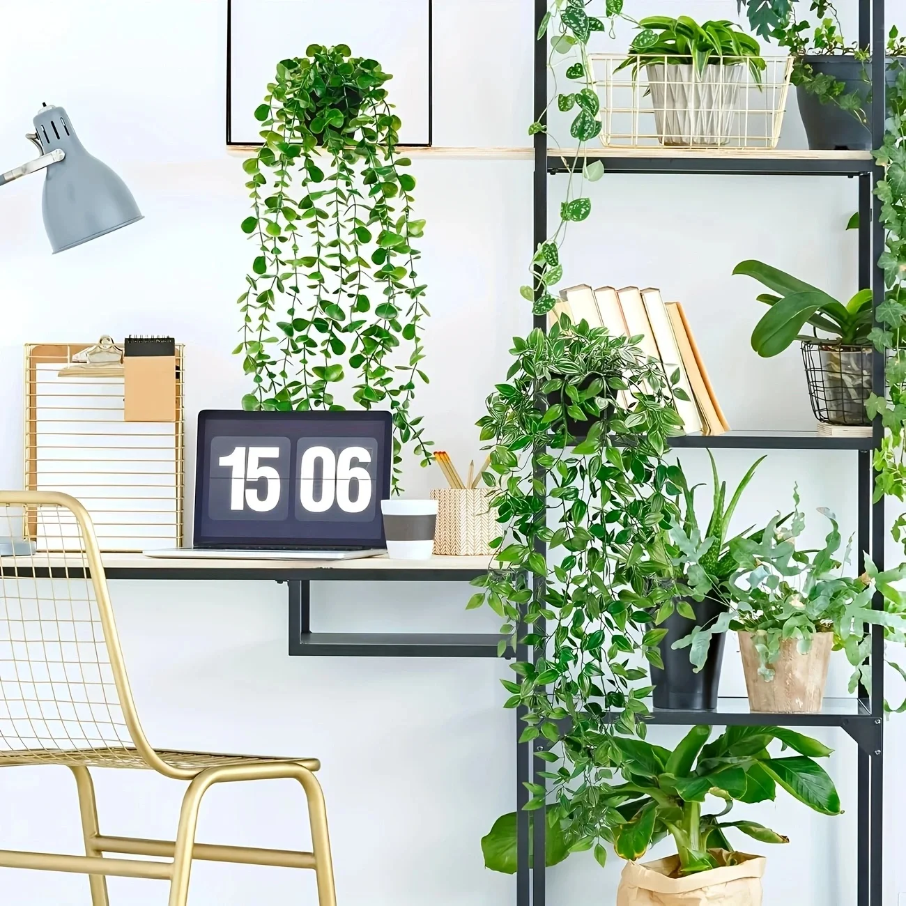 Artificial Hanging Plants, Eucalyptus Leaf Vine Fake Potted Plant Set, for Indoor and Outdoor Wall and Home Decoration