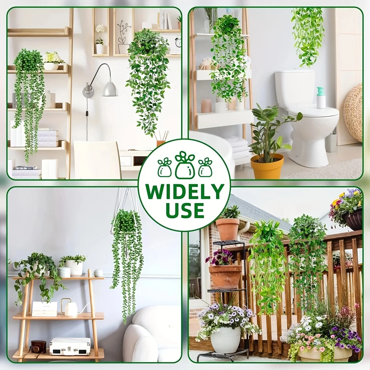 Artificial Hanging Plants, Eucalyptus Leaf Vine Fake Potted Plant Set, for Indoor and Outdoor Wall and Home Decoration