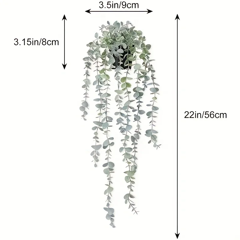 Artificial Hanging Plants, Eucalyptus Leaf Vine Fake Potted Plant Set, for Indoor and Outdoor Wall and Home Decoration
