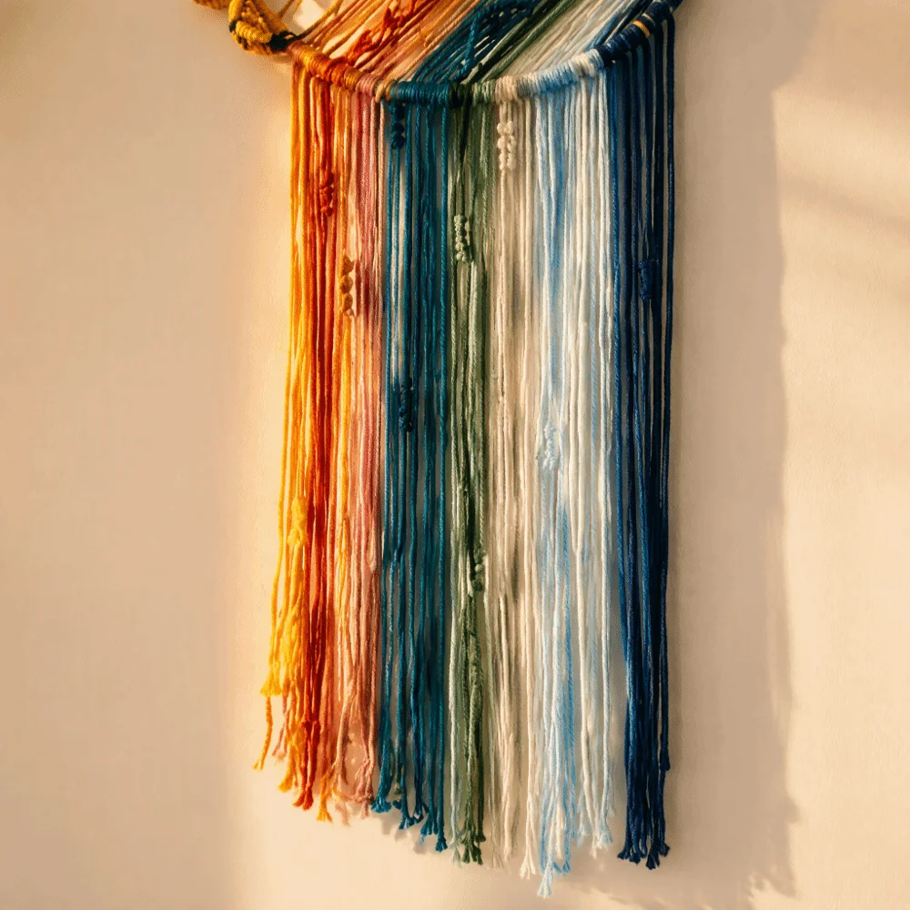 Artistic 100cm Macrame Wall Hanging Boho Style Tassel Woven Tapestry Sun Woven Dream Catcher Decor For Bedroom