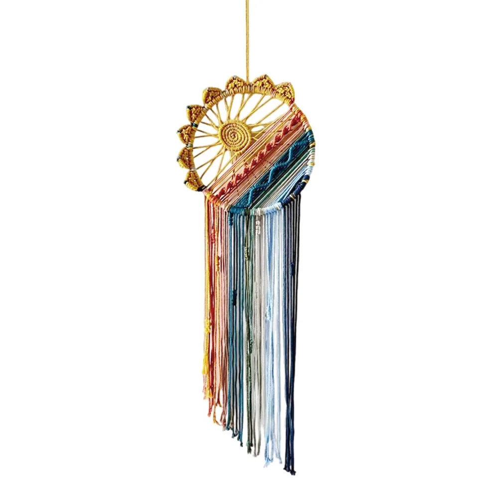 Artistic 100cm Macrame Wall Hanging Boho Style Tassel Woven Tapestry Sun Woven Dream Catcher Decor For Bedroom Artistic 100cm Macrame Wall Hanging Boho Style Tassel Woven Tapestry Sun Woven Dream Catcher Decor For Bedroom