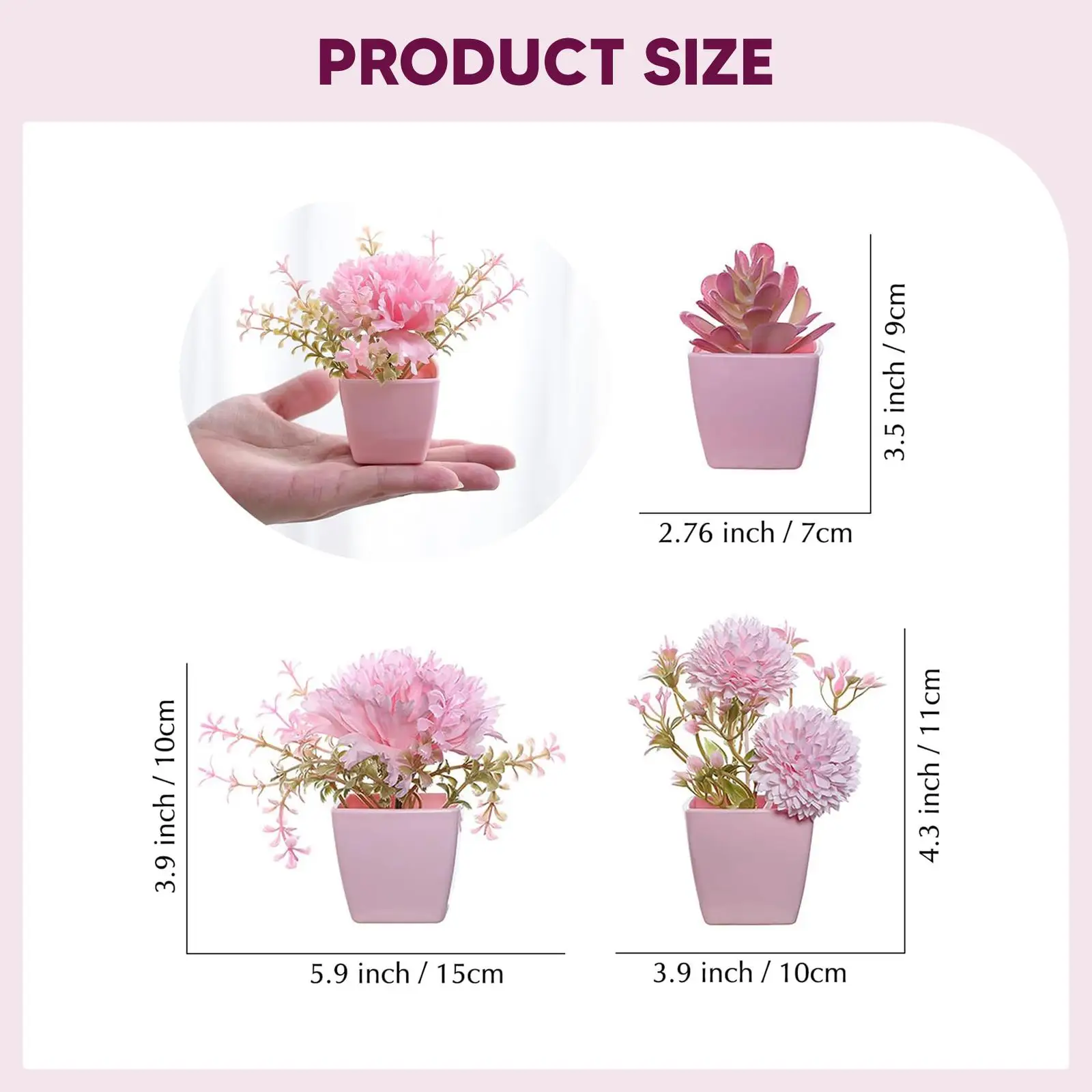 Compact Artificial Potted Flowers Set Mini Realistic Plants Home Desk Decor Bouquet for Bathroom Office Shelf Compact Artificial Potted Flowers Set Mini Realistic Plants Home Desk Decor Bouquet for Bathroom Office Shelf