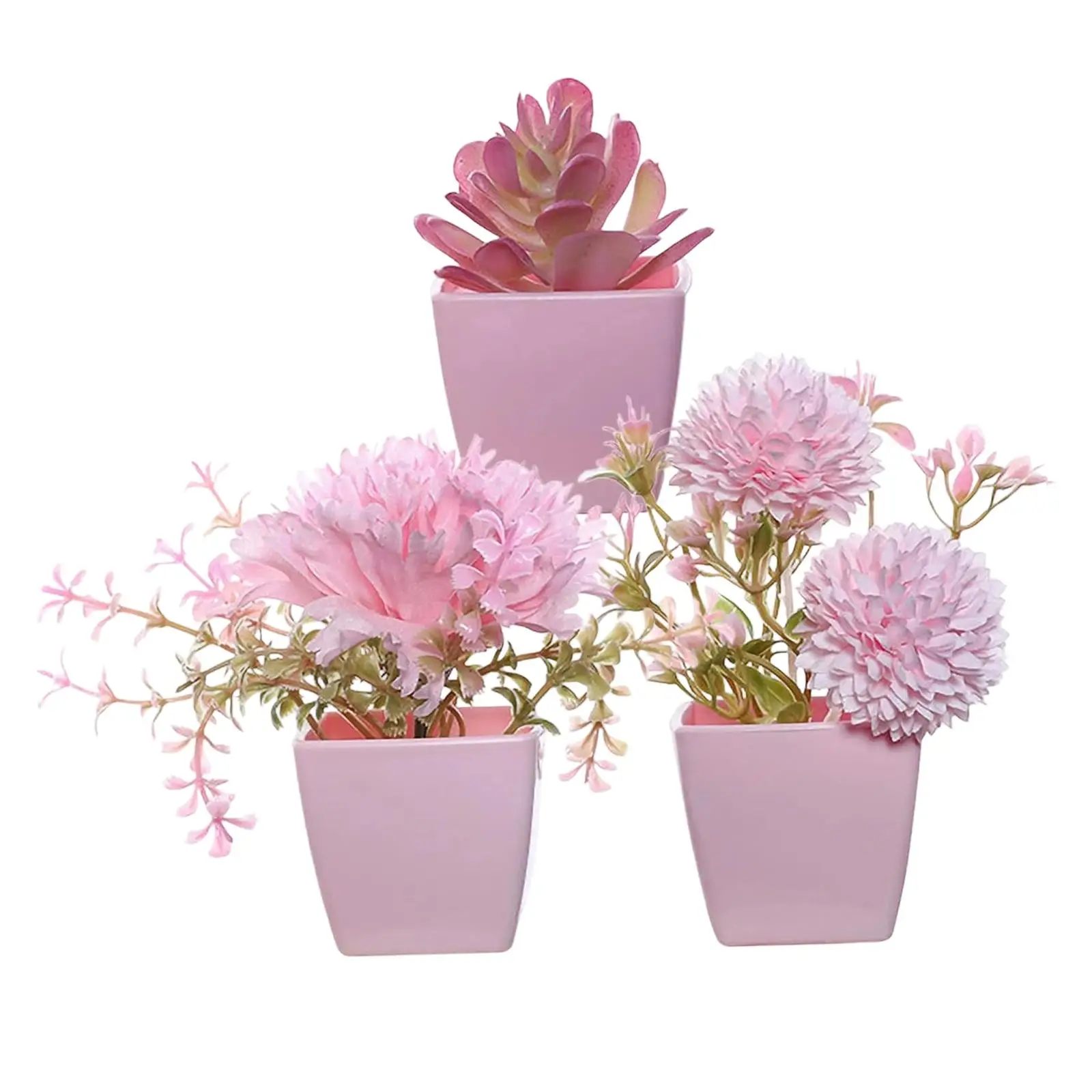 Compact Artificial Potted Flowers Set Mini Realistic Plants Home Desk Decor Bouquet for Bathroom Office Shelf Compact Artificial Potted Flowers Set Mini Realistic Plants Home Desk Decor Bouquet for Bathroom Office Shelf