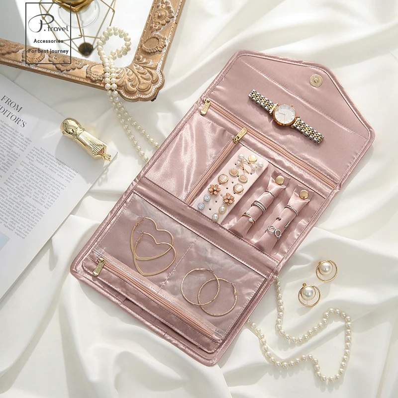 Foldable Jewelry Case Roll Travel Jewelry Organizer Portable For Journey Earrings Rings Necklaces Brooches Storage Bag Foldable Jewelry Case Roll Travel Jewelry Organizer Portable For Journey Earrings Rings Necklaces Brooches Storage Bag