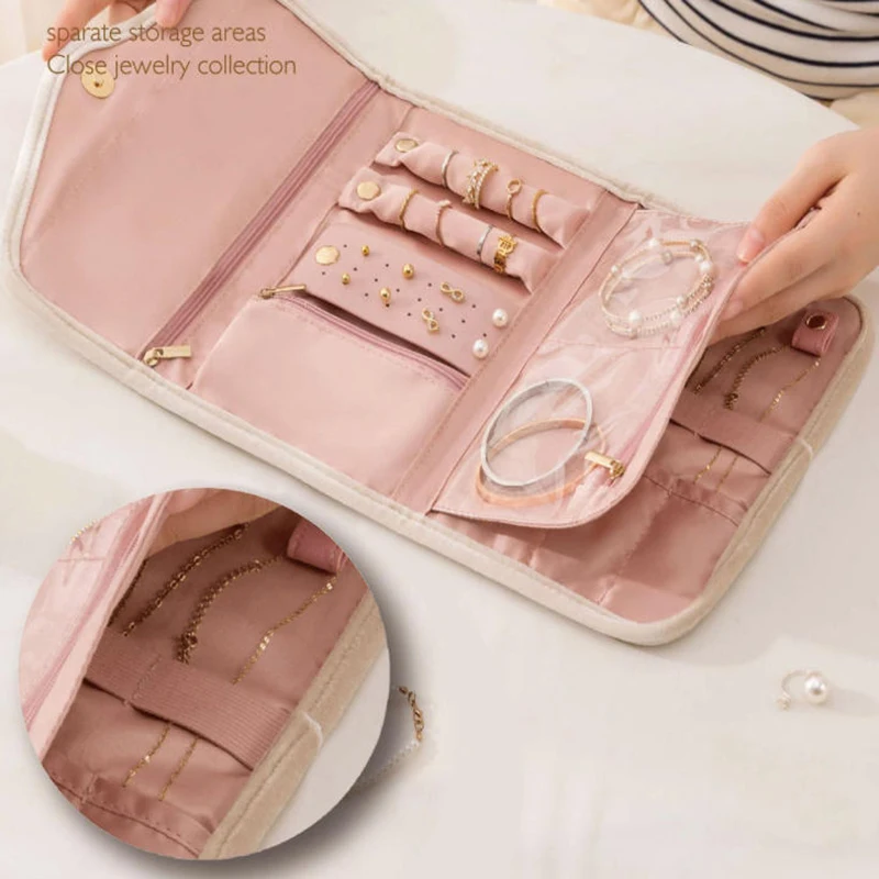 Foldable Jewelry Case Roll Travel Jewelry Organizer Portable For Journey Earrings Rings Necklaces Brooches Storage Bag Foldable Jewelry Case Roll Travel Jewelry Organizer Portable For Journey Earrings Rings Necklaces Brooches Storage Bag