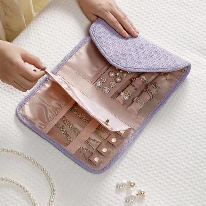 Foldable Jewelry Case Roll Travel Jewelry Organizer Portable For Journey Earrings Rings Necklaces Brooches Storage Bag Foldable Jewelry Case Roll Travel Jewelry Organizer Portable For Journey Earrings Rings Necklaces Brooches Storage Bag