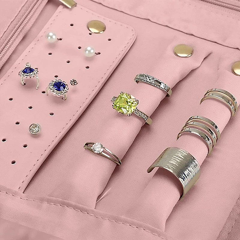 Foldable Jewelry Case Roll Travel Jewelry Organizer Portable For Journey Earrings Rings Necklaces Brooches Storage Bag Foldable Jewelry Case Roll Travel Jewelry Organizer Portable For Journey Earrings Rings Necklaces Brooches Storage Bag