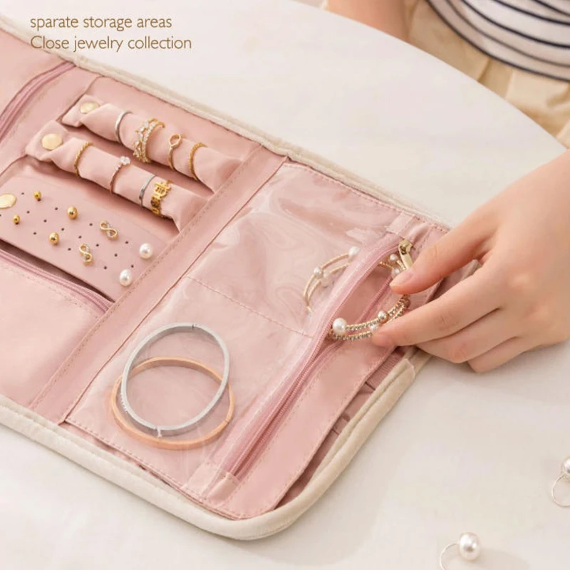Foldable Jewelry Case Roll Travel Jewelry Organizer Portable For Journey Earrings Rings Necklaces Brooches Storage Bag Foldable Jewelry Case Roll Travel Jewelry Organizer Portable For Journey Earrings Rings Necklaces Brooches Storage Bag