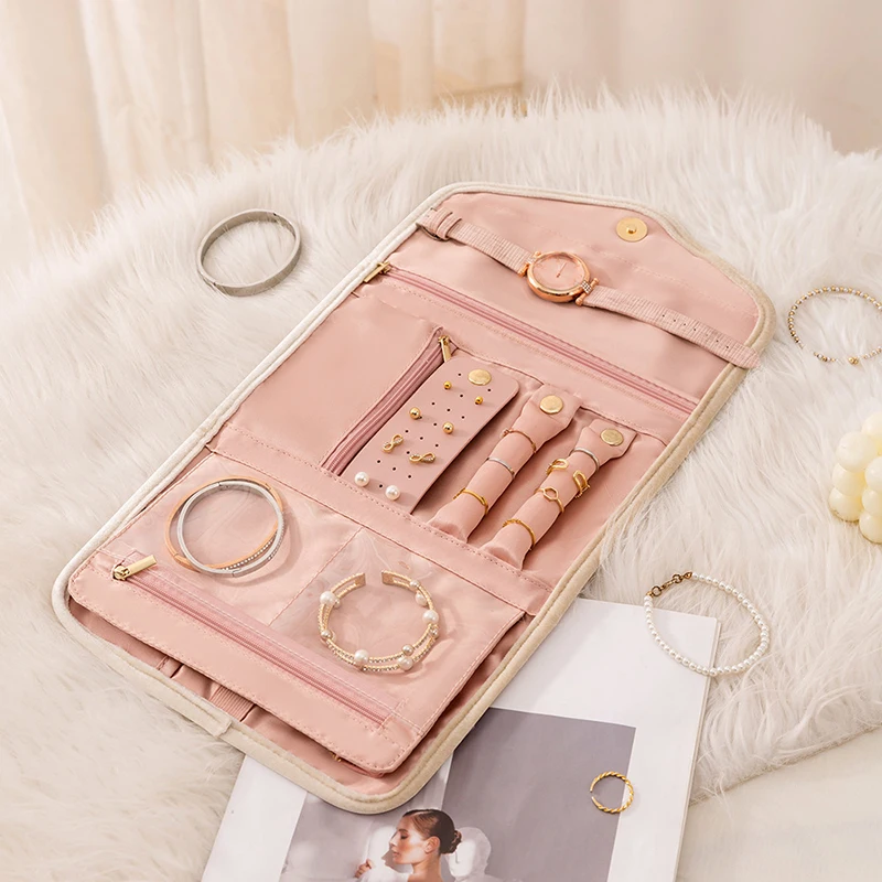Foldable Jewelry Case Roll Travel Jewelry Organizer Portable For Journey Earrings Rings Necklaces Brooches Storage Bag Foldable Jewelry Case Roll Travel Jewelry Organizer Portable For Journey Earrings Rings Necklaces Brooches Storage Bag