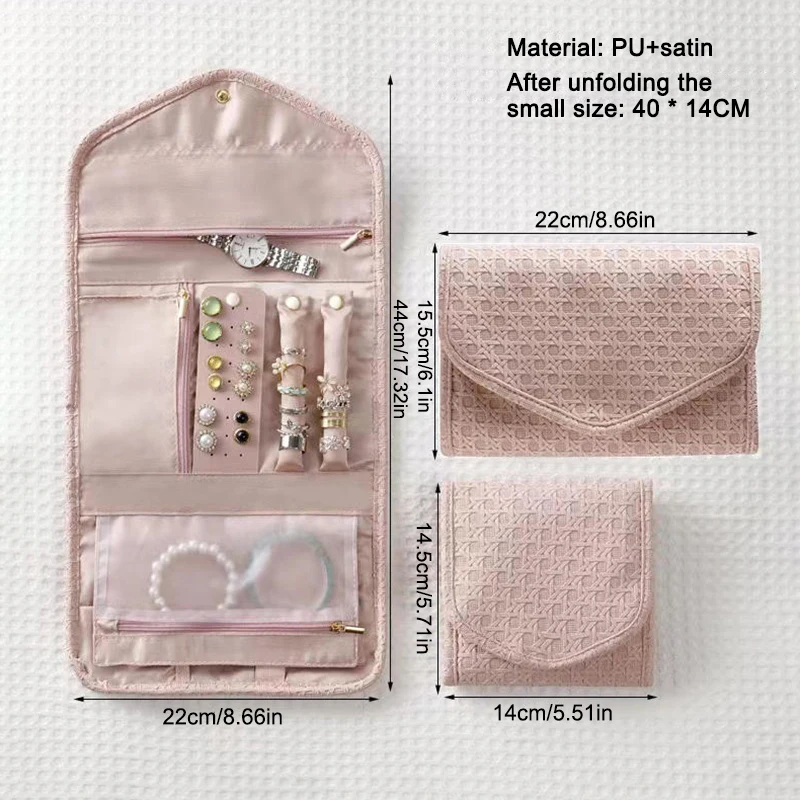 Foldable Jewelry Case Roll Travel Jewelry Organizer Portable For Journey Earrings Rings Necklaces Brooches Storage Bag Foldable Jewelry Case Roll Travel Jewelry Organizer Portable For Journey Earrings Rings Necklaces Brooches Storage Bag