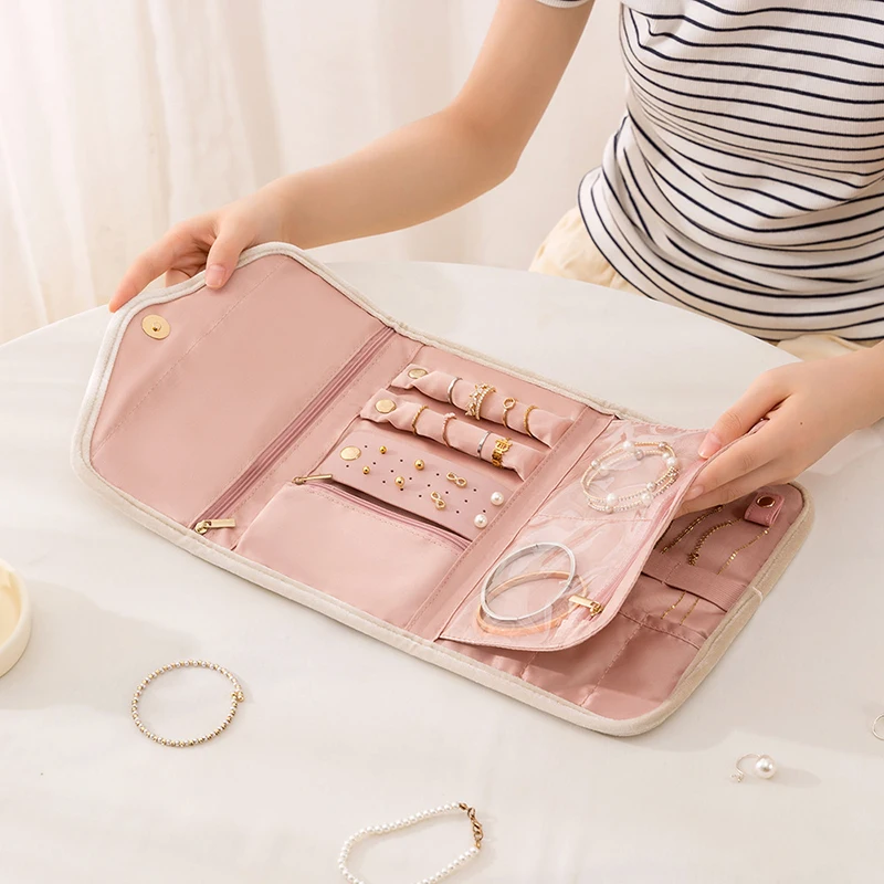 Foldable Jewelry Case Roll Travel Jewelry Organizer Portable For Journey Earrings Rings Necklaces Brooches Storage Bag Foldable Jewelry Case Roll Travel Jewelry Organizer Portable For Journey Earrings Rings Necklaces Brooches Storage Bag