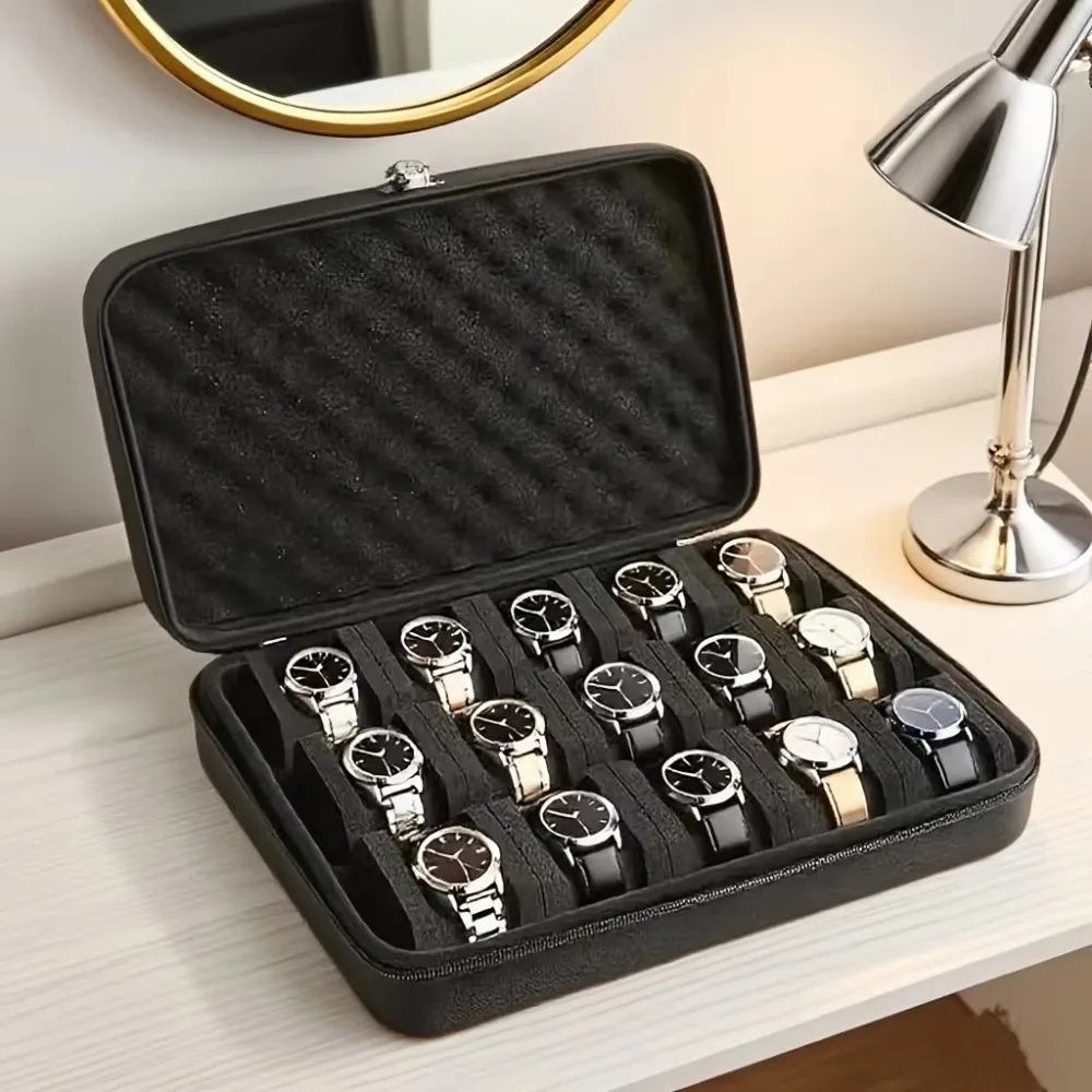 Portable 6/8/10/12/15 Slots Watch Box EVA Shockproof Watch Display Holder Hard Drop-resistant Watch Storage Box Home Use Portable 6/8/10/12/15 Slots Watch Box EVA Shockproof Watch Display Holder Hard Drop-resistant Watch Storage Box Home Use