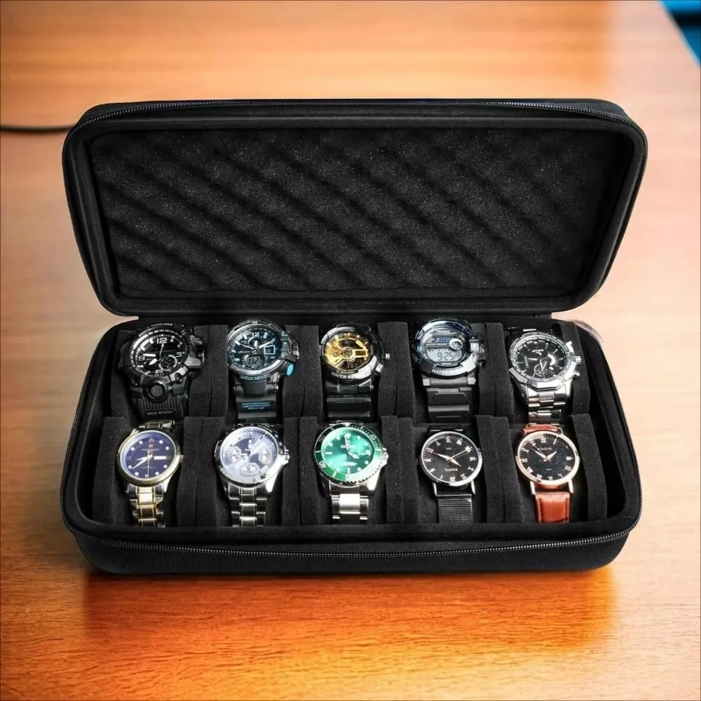 Portable 6/8/10/12/15 Slots Watch Box EVA Shockproof Watch Display Holder Hard Drop-resistant Watch Storage Box Home Use Portable 6/8/10/12/15 Slots Watch Box EVA Shockproof Watch Display Holder Hard Drop-resistant Watch Storage Box Home Use