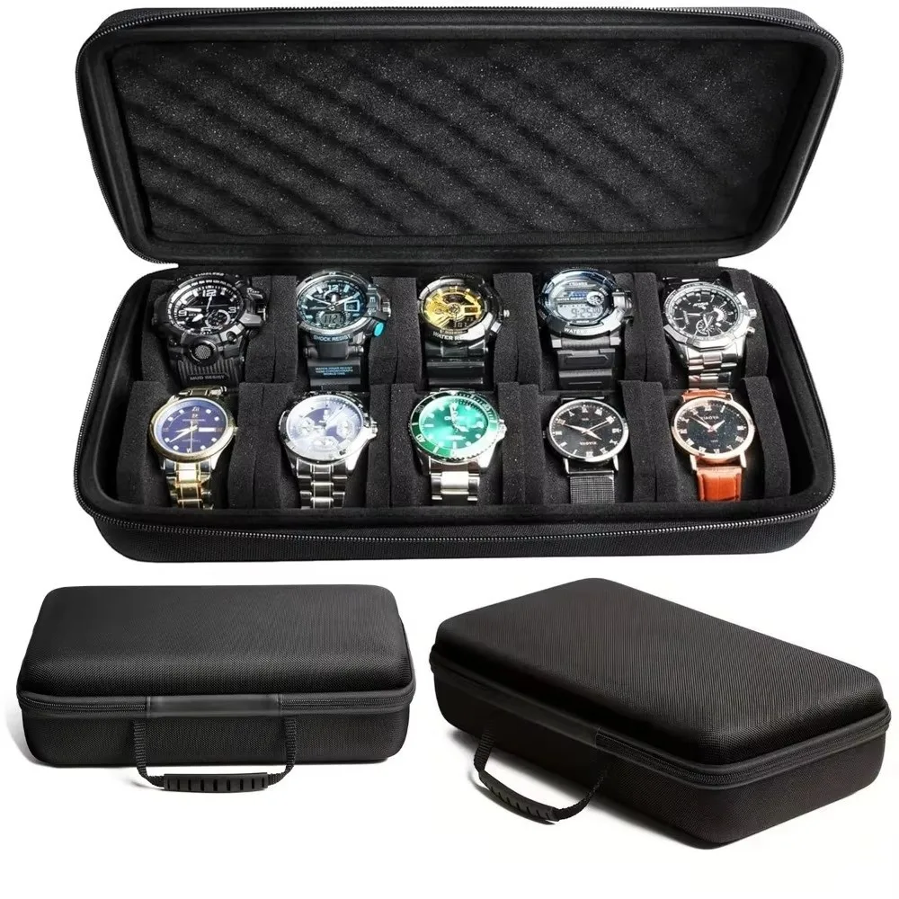 Portable 6/8/10/12/15 Slots Watch Box EVA Shockproof Watch Display Holder Hard Drop-resistant Watch Storage Box Home Use Portable 6/8/10/12/15 Slots Watch Box EVA Shockproof Watch Display Holder Hard Drop-resistant Watch Storage Box Home Use