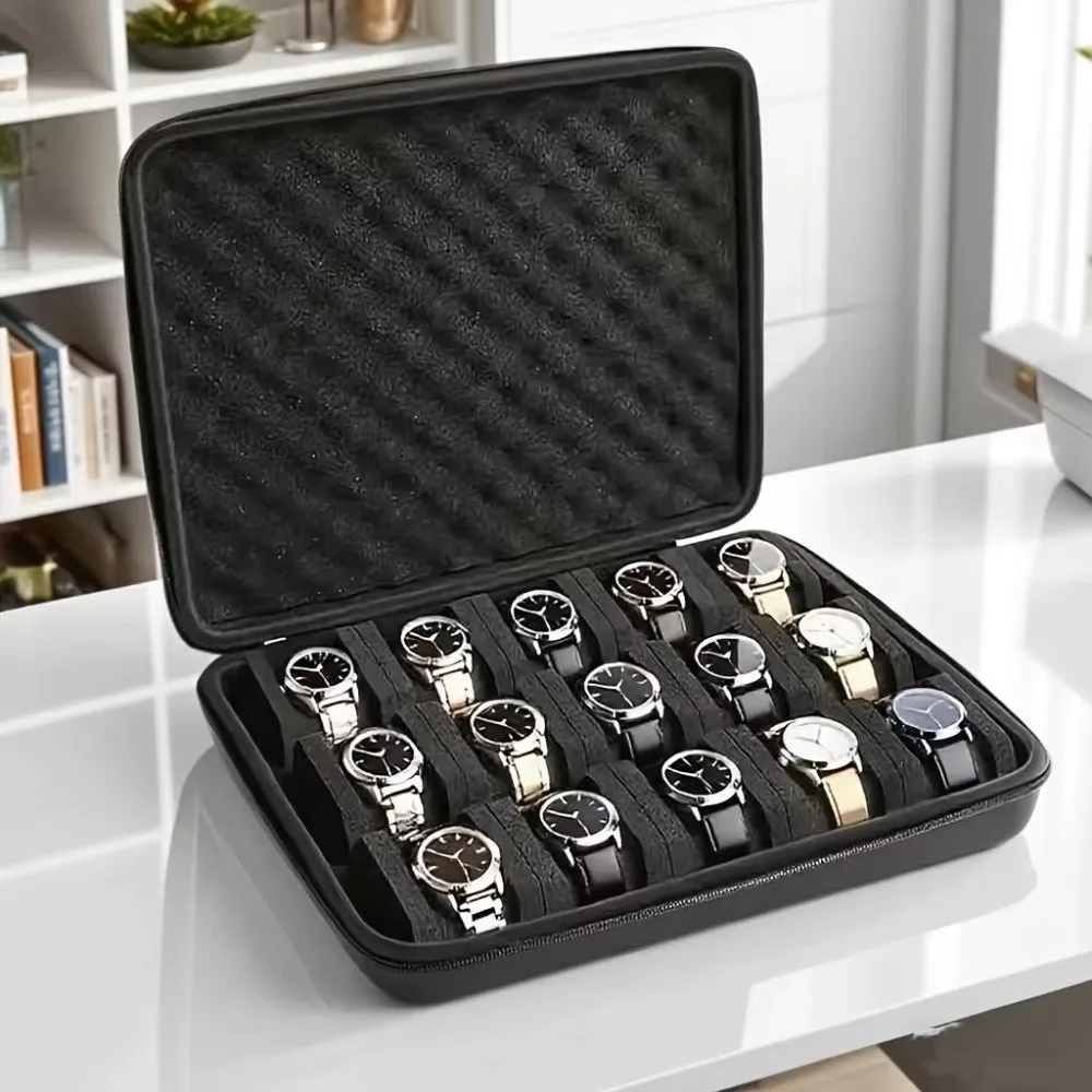 Portable 6/8/10/12/15 Slots Watch Box EVA Shockproof Watch Display Holder Hard Drop-resistant Watch Storage Box Home Use Portable 6/8/10/12/15 Slots Watch Box EVA Shockproof Watch Display Holder Hard Drop-resistant Watch Storage Box Home Use