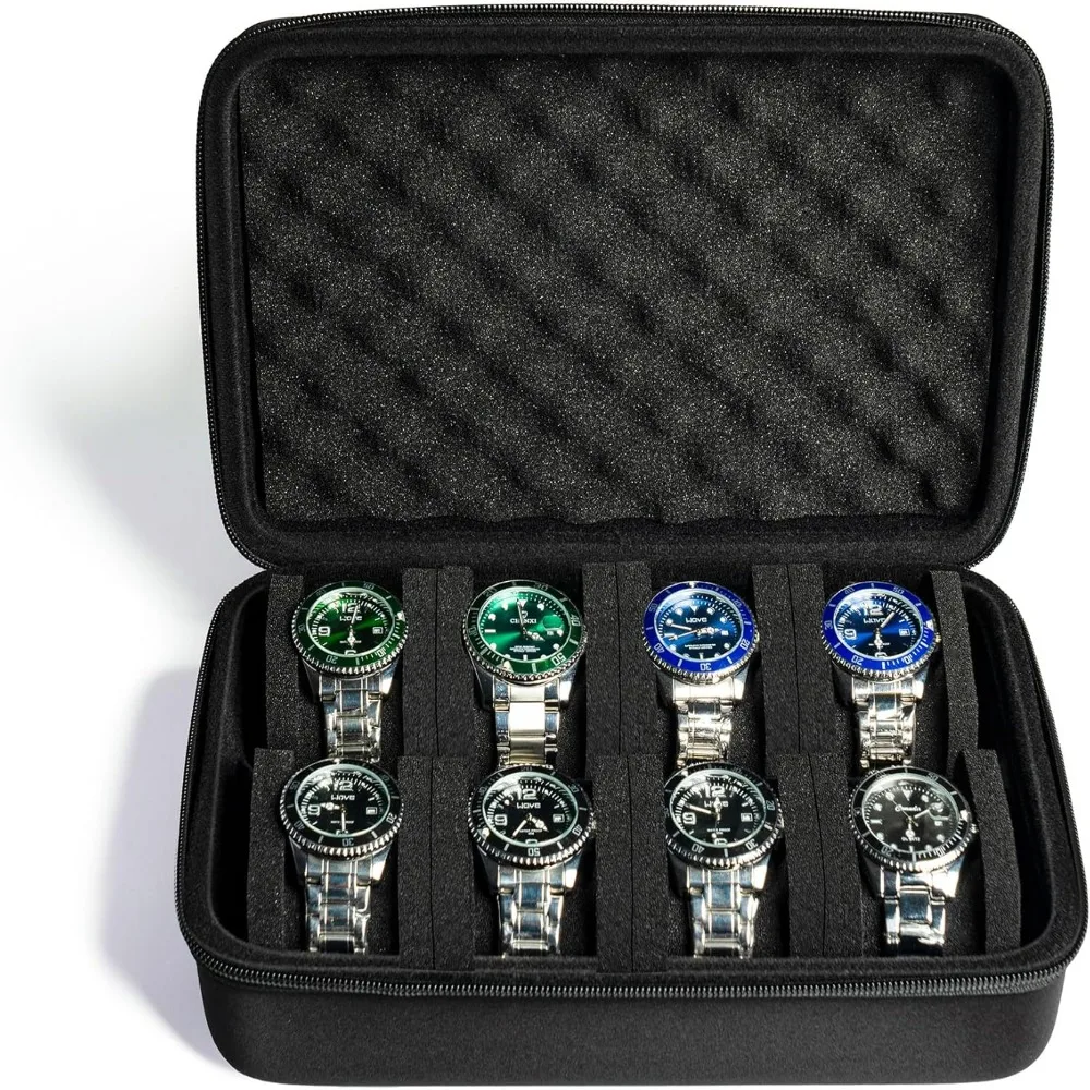 Portable 6/8/10/12/15 Slots Watch Box EVA Shockproof Watch Display Holder Hard Drop-resistant Watch Storage Box Home Use Portable 6/8/10/12/15 Slots Watch Box EVA Shockproof Watch Display Holder Hard Drop-resistant Watch Storage Box Home Use
